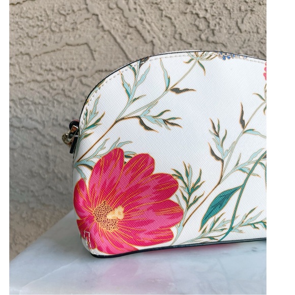 KATE SPADE White Pink & Blue Floral Bloom Blossom Hilli Dome Crossbody Bag - Picture 6 of 12